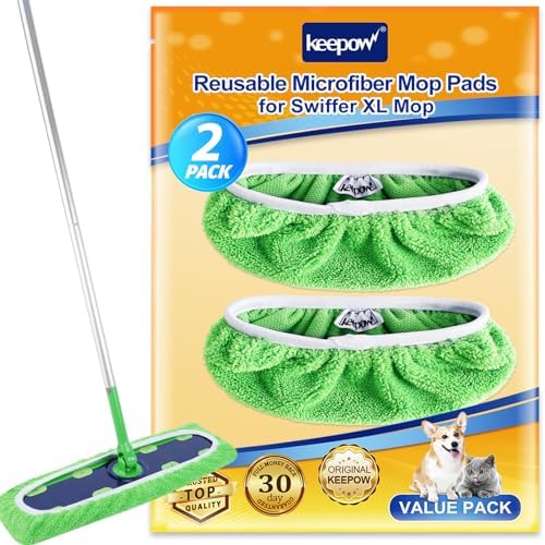 KEEPOW X-Large Reusable Cotton Mop Pads for Swiffer XL