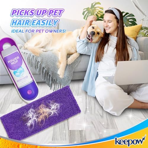 KEEPOW Reusable Power Mop Pads for Swiffer Microfiber 4 Pack