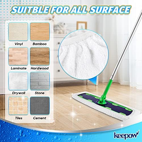 KEEPOW XL Mop Pads - Reusable Microfiber Mopping Pads for Hard Surfaces