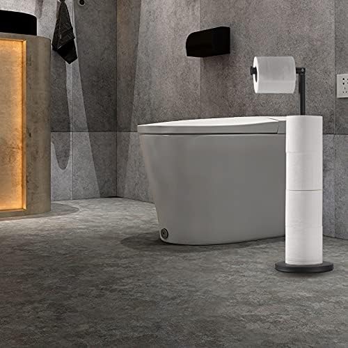 LAYUKI Toilet Paper Holder Stand - Matte Black Anti-Slip Heavy Base Stainless Steel