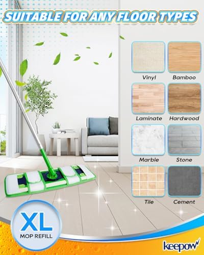 KEEPOW Reusable X-Large Mop Pad 2-Pack - Durable and Effective Cleaning Solution
