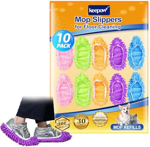 KEEPOW Mop Slippers 5 Pairs Microfiber Floor Cleaning Shoes
