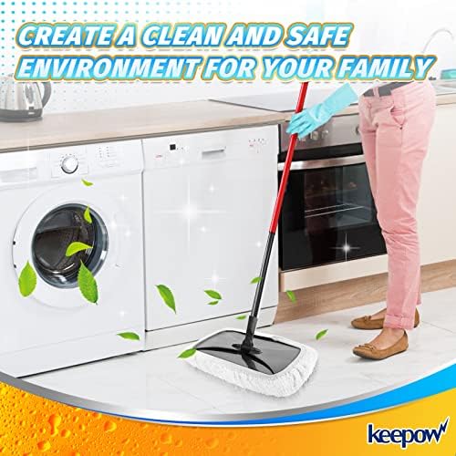 KEEPOW Reusable Mop Pads 15x8 6 Pack Washable Mop Heads with 100 Uses