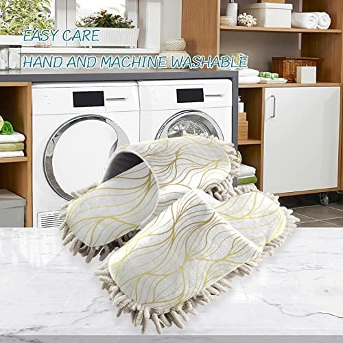 Luxury Soft Microfiber Cleaning Slippers with Gold Leaf Design