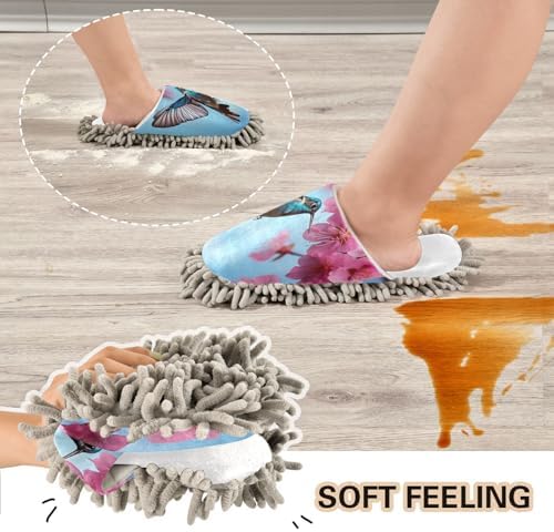 Cozy White Peach Blossom Mop Slippers for Easy Maintenance and Comfort