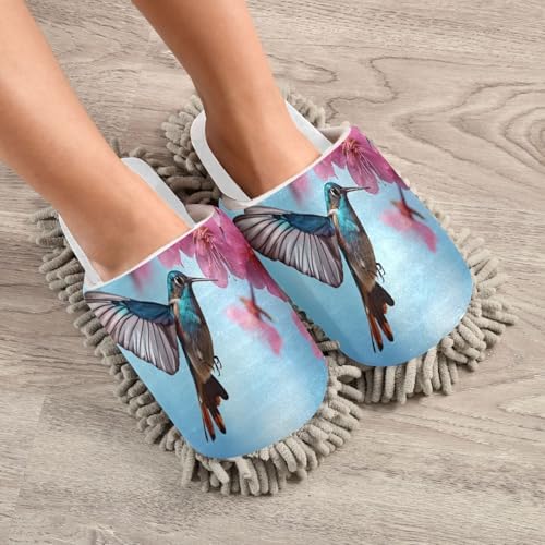 Cozy White Peach Blossom Mop Slippers for Easy Maintenance and Comfort