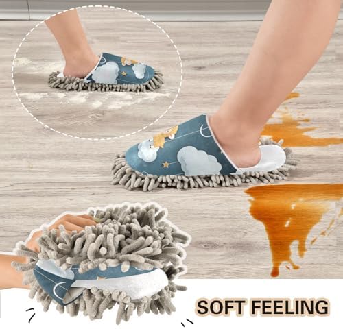 RunningBear White Sheep Cloud Mop Socks for Floor Cleaning