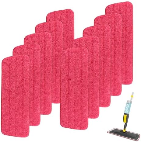 165 Inch Flat Mop Refills - 10 Pack Reusable Microfiber Mop Pads