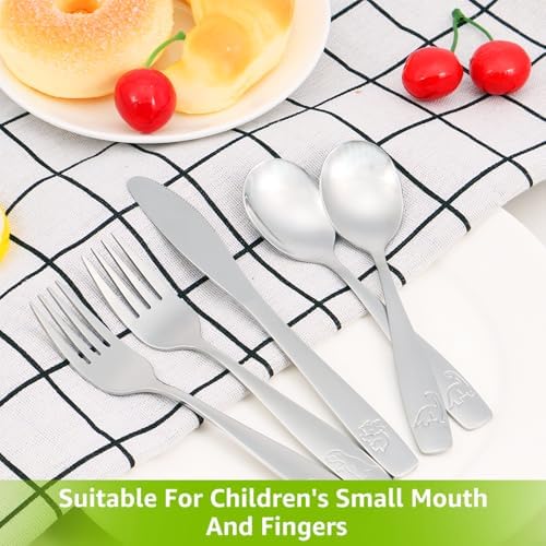 Stainless Steel Kids Cutlery Set with Dinosaur Patterns toddler-friendly