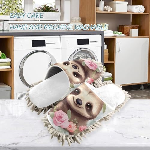 White Sloth Mop Slippers for Kitchen Floors