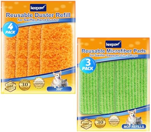 KEEPOW Swiffer Compatible Microfiber Reusable Mop Pads Premium Cleaning Solution
