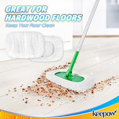 KEEPOW Reusable Microfiber Mop Pads for Swiffer Sweeper Eco-Duty