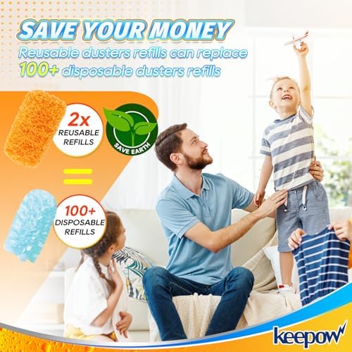 KEEPOW Reusable Microfiber Mop Pads Duster Refills