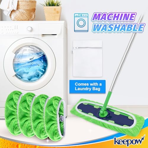 KEEPOW Reusable Wet Dry Pads XL for Swiffer XL Mop 8 Pack