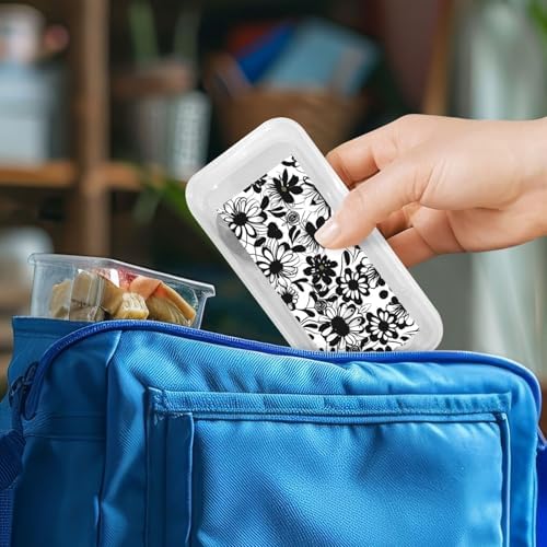 Black White Flowers Print Utensils Set with Travel Case