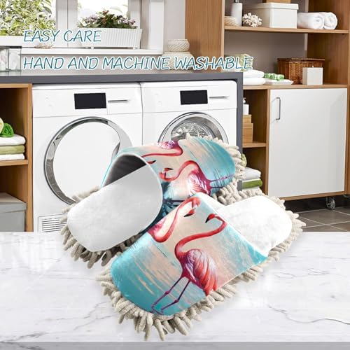 Cozy tropical beach print mop slippers for women
