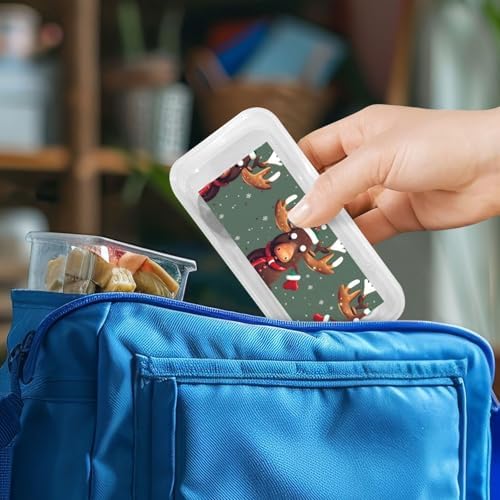 Funny Christmas Moose Head Print Utensils Set with Travel Case
