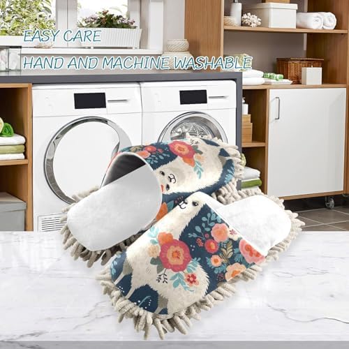 RunningBear White Alpaca Mop Slippers for Home Office Cleaning