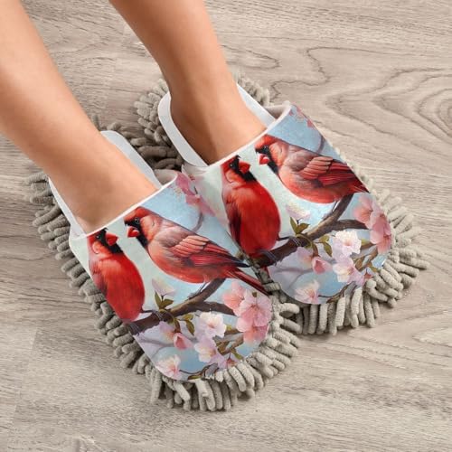 RunningBear White Two Birds Cherry Blossom Mop Slippers 1