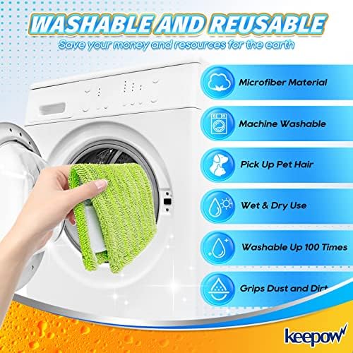 KEEPOW Reusable Dry Swiffer Pads - Washable for Floors