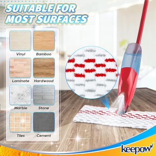KEEPOW Mop Pads Refills Deep Clean with Flip Top Design