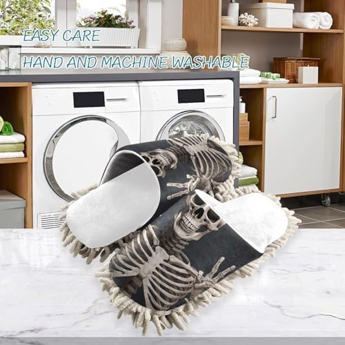 White Black Skeleton Mop Slippers for Clean Kitchens