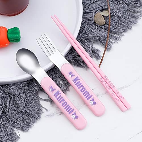 Kawaii Kitty Print Portable Flatware Set for Travel Picnic