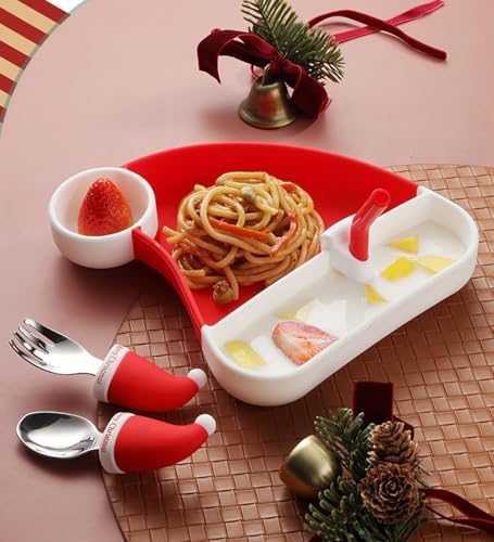 Xmas-Theme Silicone Stainless Steel Feeding Set for Babies