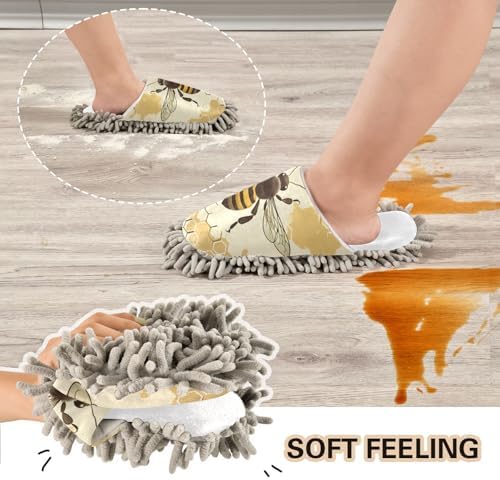 RunningBear White Vintage Bee Honeycomb Mop Slippers