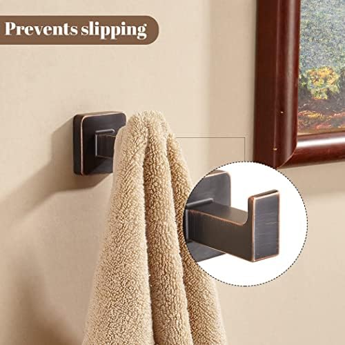 FORBATH Bronze Towel Hooks 4 Pack Square Robe Hook Wall Mount