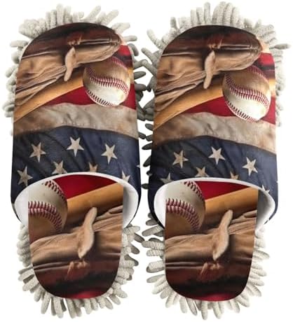 American Flag Microfiber Cleaning Slippers - Washable Mop Shoes for Men Women