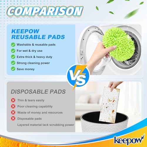 KEEPOW 26 Pack Reusable Microfiber Mop Pads for Swiffer