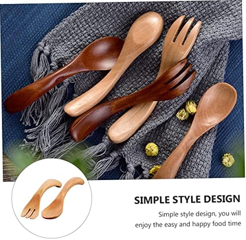 1 Set HAPINARY Wooden Spoon Fork Utensils Yellow
