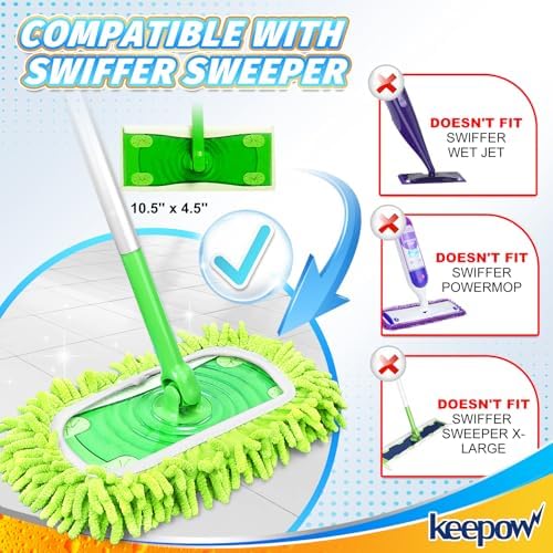 KEEPOW 26 Pack Reusable Microfiber Mop Pads for Swiffer