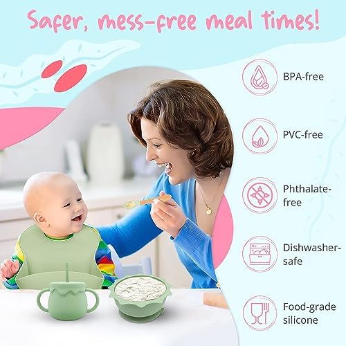 KCMI Silicone Flatware Set for Babies - Self-Feeding Compact