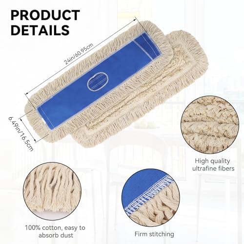24 inch compact dust mop replacement for commercial use with microfiber fibers