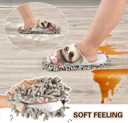 White Sloth Mop Slippers for Kitchen Floors