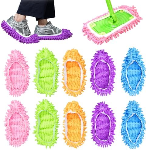 KEEPOW Mop Slippers 5 Pairs Microfiber Floor Cleaning Shoes