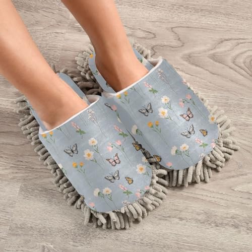 Kigai Microfiber Slippers Butterfly Wildflowers Floor Cleaner