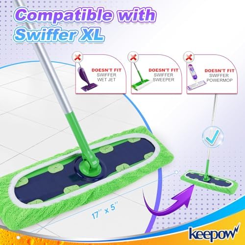 KEEPOW Reusable Wet Dry Pads XL for Swiffer XL Mop 8 Pack