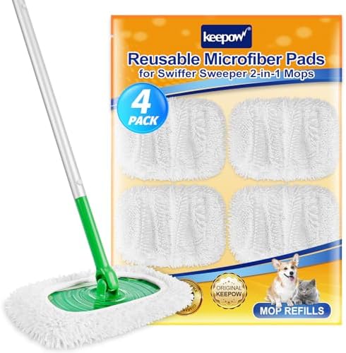 KEEPOW Reusable Microfiber Mop Pads for Swiffer Sweeper Eco-Duty