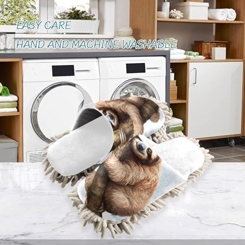 Running Bear White Sloth Mop Slippers