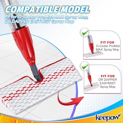 KEEPOW Mop Pads Refills Deep Clean with Flip Top Design