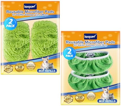 KEEPOW Reusable Microfiber Mop Pads 22 Pack