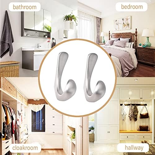 2-Pack Wall-Mounted Towel Hook Brushed Nickel Heavy Duty Bathroom Kitchen Use