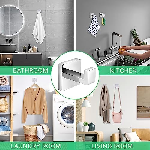Fenas Stainless Steel Heavy Duty Bathroom towel coat hook Chrome Polished - 2 pack