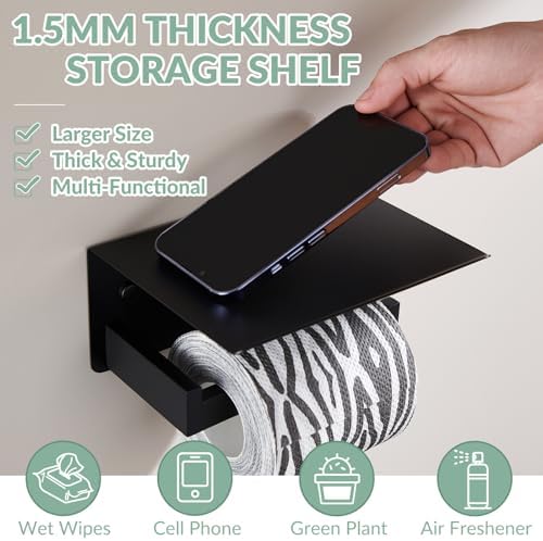 APLusee - Wall-Mounted Toilet Paper Loader Storage - Matte Black Rust-Resistant