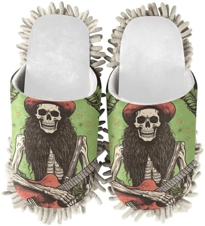 White Music Skull Mop Slippers