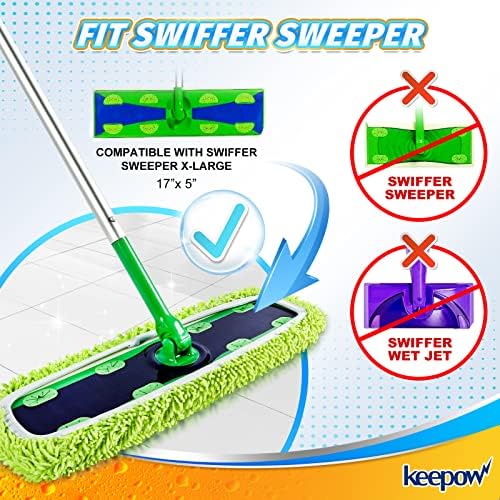 KEEPOW Reusable Microfiber Mop Pads for Swiffer Sweeper XL Duster Refills