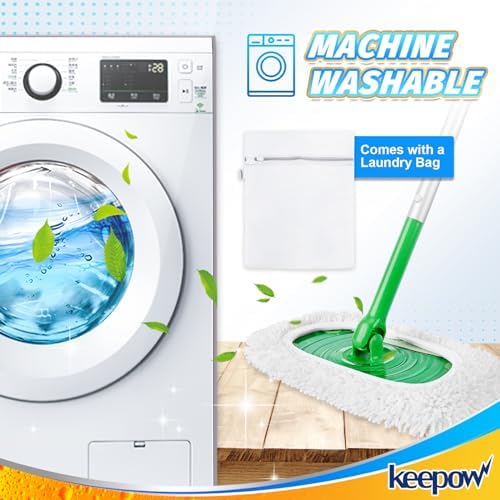 KEEPOW Reusable Microfiber Mop Pads for Swiffer Sweeper Eco-Duty